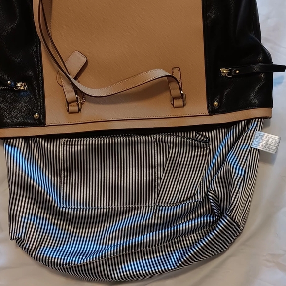 Clark Tote Bag Beige-Black Genuine Leather Women - Picture 5 of 14